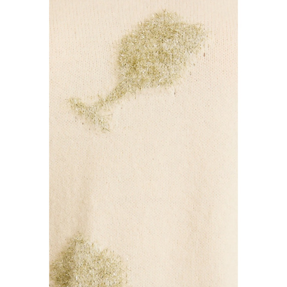 Gilli Women's Small Cream Silver Champagne Glasses Graphic Novelty Sweater - Picture 9 of 11